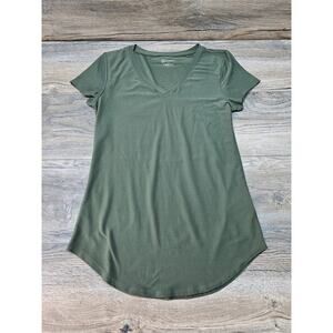 No Boundaries Women's V-Neck T-Shirt Olive Green Size XS 1